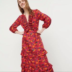 J. Crew Collection Tiered Ruffle Silk Dress Size 8